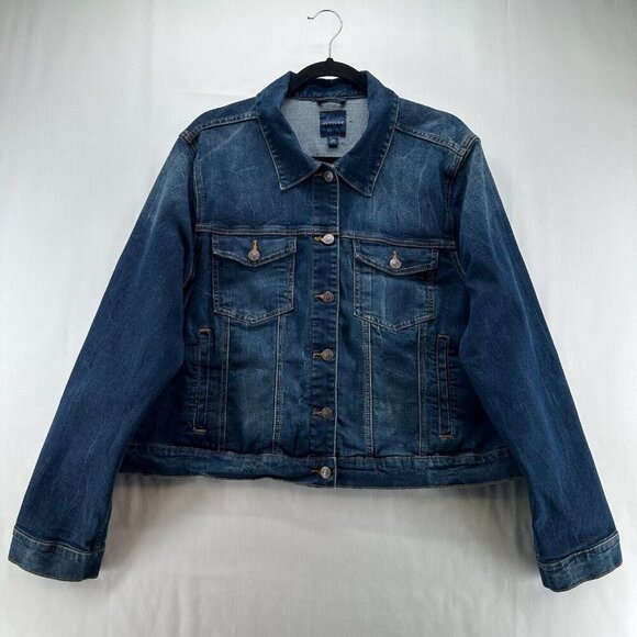 Just USA Jackets & Blazers - Just USA Jacket Womens Sz 2X Denim Trucker Jean Button Front Cotton Blend Blue